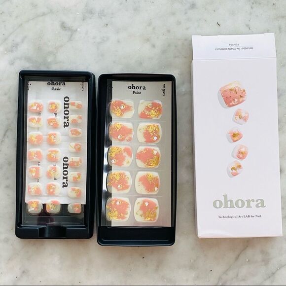 Ohora P Feminine Nomad Pink Gold Nacre Crystal Semicured Gel Pedicure Set NWT - Picture 7 of 10